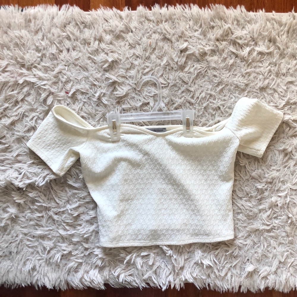 CHARLOTTE RUSSE: white off shoulder crop top